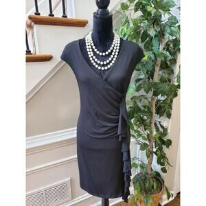 Isabella Rodriguez Womens Black Polyester V-Neck Sleeveless Knee Length Dress 12